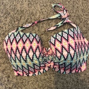 Victoria's Secret Multicolor Aztec Print Bikini Top - Pink, Black, Aqua